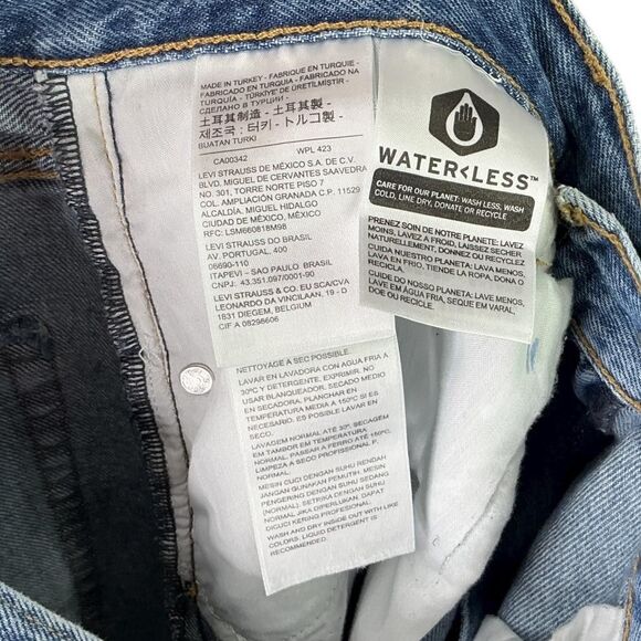 Levis Premium Jeans Womens 31 Blue High Loose Distressed Straight Wide Leg NEW - Picture 10 of 12